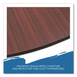 OfficeWorks Wood Folding Table, Round, 60" x 29", Mahogany Top, Gray Base