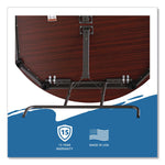 OfficeWorks Wood Folding Table, Round, 60" x 29", Mahogany Top, Gray Base