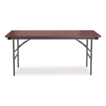 OfficeWorks Commercial Wood-Laminate Folding Table, Rectangular, 60" x 18" x 29", Mahogany Top, Brown Base