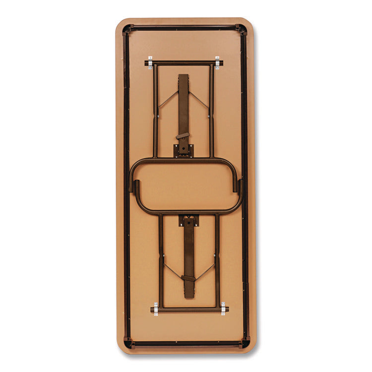 OfficeWorks Commercial Wood-Laminate Folding Table, Rectangular, 60" x 18" x 29", Mahogany Top, Brown Base