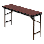 OfficeWorks Commercial Wood-Laminate Folding Table, Rectangular, 60" x 18" x 29", Mahogany Top, Brown Base