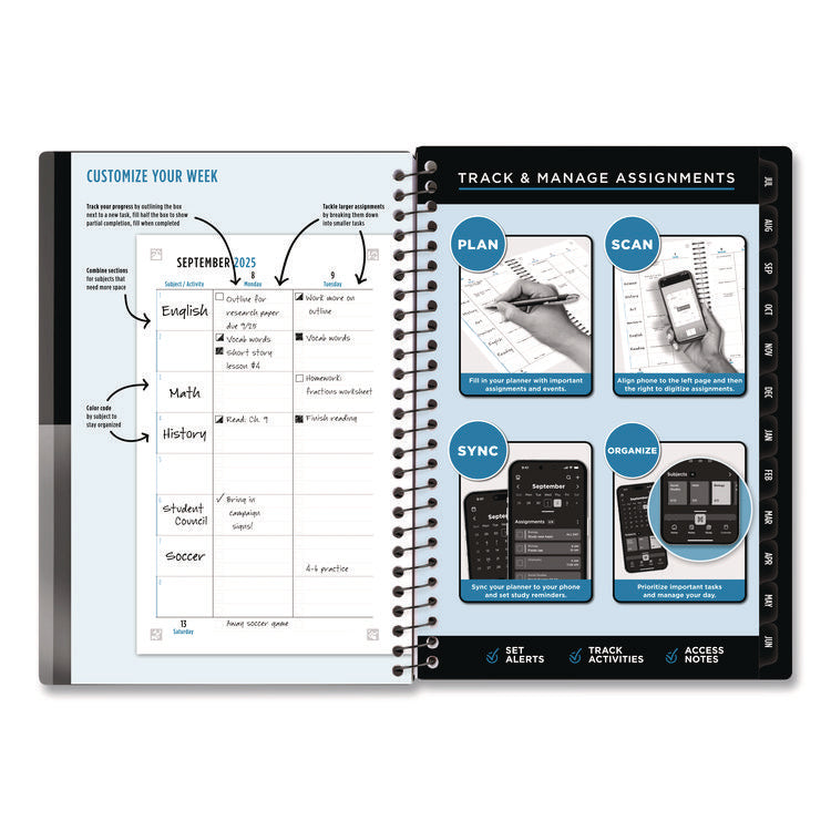 Academic Year Customizable Student Weekly/Monthly Planner, 8.5 x 6.75, 12-Month (July to June): 2025 to 2026