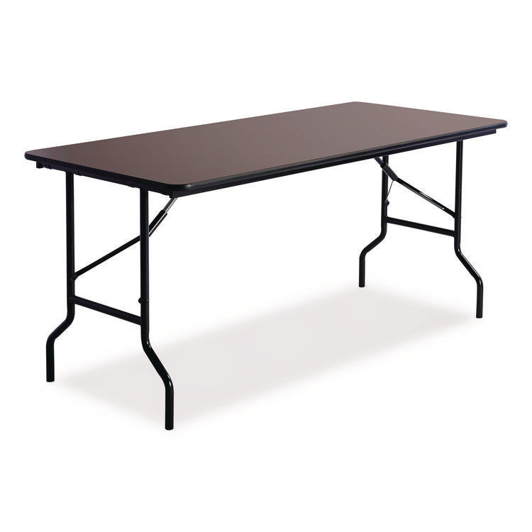 OfficeWorks Classic Wood-Laminate Folding Table, Curved Legs, Rectangular, 60" x 30" x 29", Walnut