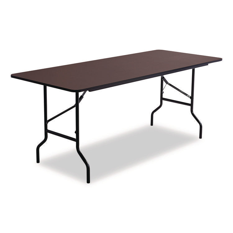 OfficeWorks Classic Wood-Laminate Folding Table, Curved Legs, Rectangular, 72" x 30" x 29", Walnut
