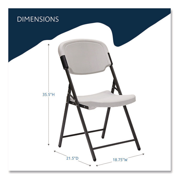 Rough n Ready Commercial Folding Chair, Supports Up to 350 lb, 15.25" Seat Height, Platinum Seat, Platinum Back, Black Base