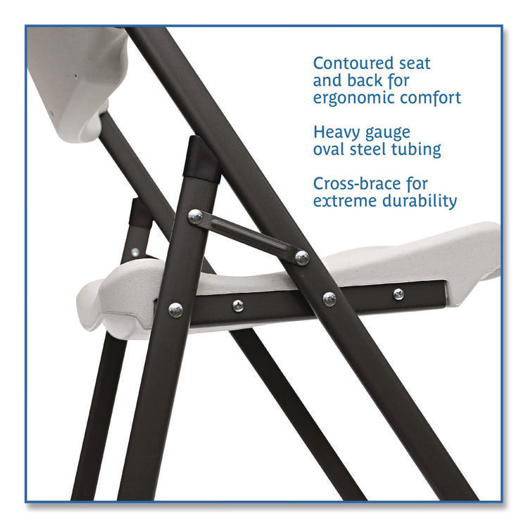 Rough n Ready Commercial Folding Chair, Supports Up to 350 lb, 15.25" Seat Height, Platinum Seat, Platinum Back, Black Base