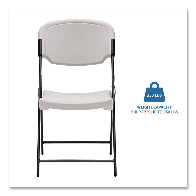 Rough n Ready Commercial Folding Chair, Supports Up to 350 lb, 15.25" Seat Height, Platinum Seat, Platinum Back, Black Base