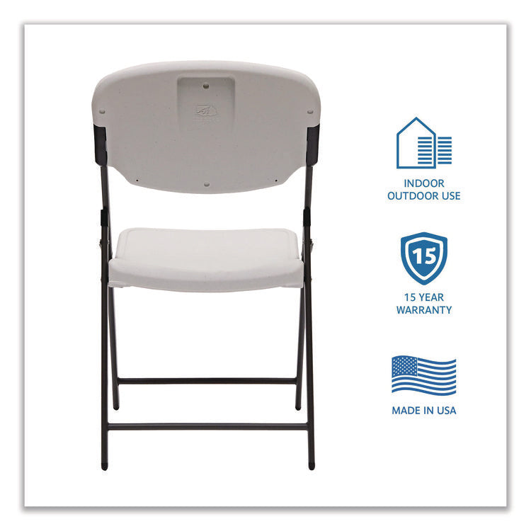 Rough n Ready Commercial Folding Chair, Supports Up to 350 lb, 15.25" Seat Height, Platinum Seat, Platinum Back, Black Base