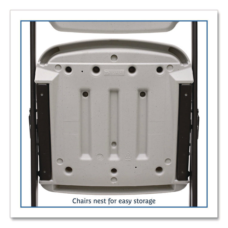 Rough n Ready Commercial Folding Chair, Supports Up to 350 lb, 15.25" Seat Height, Platinum Seat, Platinum Back, Black Base