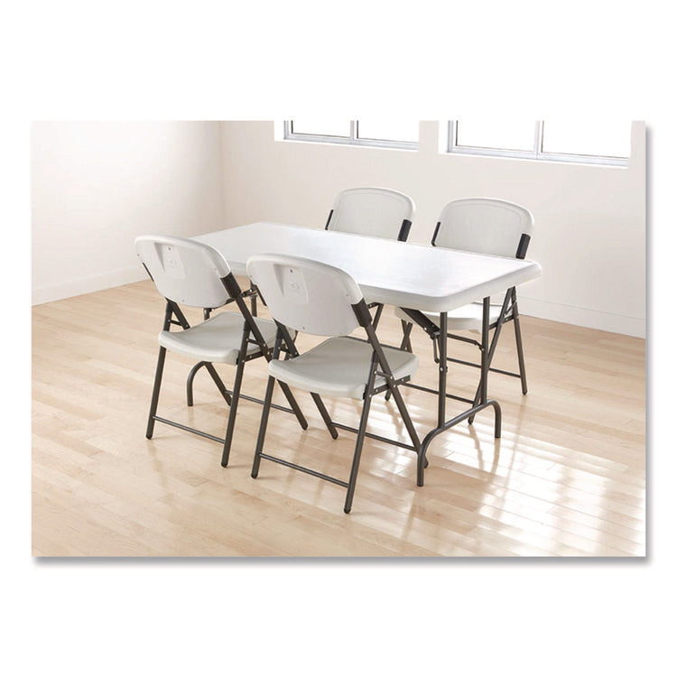 Rough n Ready Commercial Folding Chair, Supports Up to 350 lb, 15.25" Seat Height, Platinum Seat, Platinum Back, Black Base