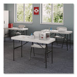 Rough n Ready Commercial Folding Chair, Supports Up to 350 lb, 15.25" Seat Height, Platinum Seat, Platinum Back, Black Base