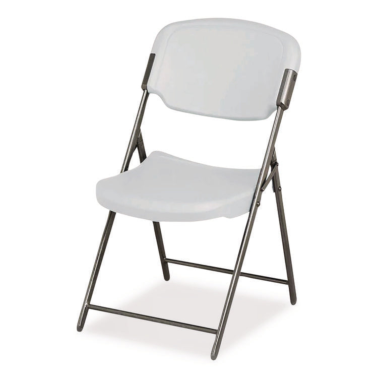 Rough n Ready Commercial Folding Chair, Supports Up to 350 lb, 15.25" Seat Height, Platinum Seat, Platinum Back, Black Base