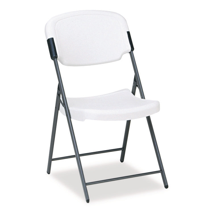 Rough n Ready Commercial Folding Chair, Supports Up to 350 lb, 15.25" Seat Height, Platinum Seat, Platinum Back, Black Base