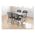 Rough n Ready Commercial Folding Chair, Supports Up to 350 lb, 15.25" Seat Height, Charcoal Seat, Charcoal Back, Silver Base