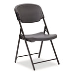 Rough n Ready Commercial Folding Chair, Supports Up to 350 lb, 15.25" Seat Height, Charcoal Seat, Charcoal Back, Silver Base