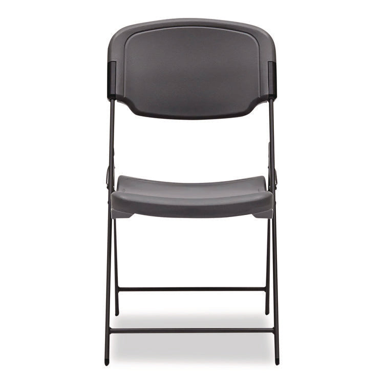 Rough n Ready Commercial Folding Chair, Supports Up to 350 lb, 15.25" Seat Height, Charcoal Seat, Charcoal Back, Silver Base