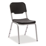 Rough n Ready Stack Chair, Supports Up to 500 lb, 17.5" Seat Height, Black Seat, Black Back, Silver Base, 4/Carton