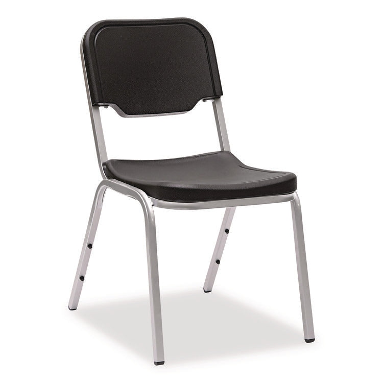 Rough n Ready Stack Chair, Supports Up to 500 lb, 17.5" Seat Height, Black Seat, Black Back, Silver Base, 4/Carton