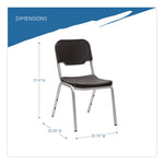 Rough n Ready Stack Chair, Supports Up to 500 lb, 17.5" Seat Height, Black Seat, Black Back, Silver Base, 4/Carton