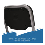Rough n Ready Stack Chair, Supports Up to 500 lb, 17.5" Seat Height, Black Seat, Black Back, Silver Base, 4/Carton