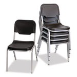 Rough n Ready Stack Chair, Supports Up to 500 lb, 17.5" Seat Height, Black Seat, Black Back, Silver Base, 4/Carton