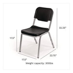 Rough n Ready Stack Chair, Supports Up to 500 lb, 17.5" Seat Height, Black Seat, Black Back, Silver Base, 4/Carton