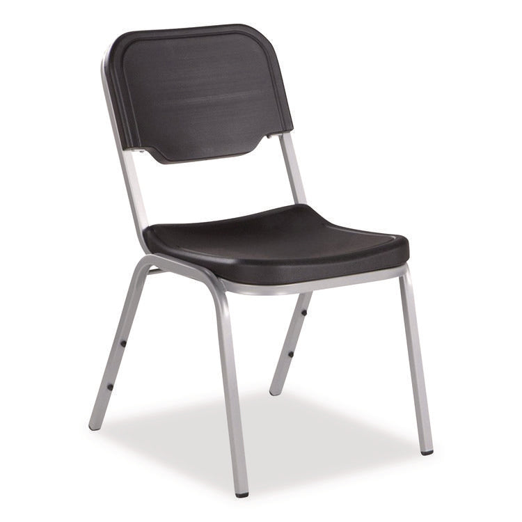 Rough n Ready Stack Chair, Supports Up to 500 lb, 17.5" Seat Height, Charcoal Seat, Charcoal Back, Silver Base, 4/Carton