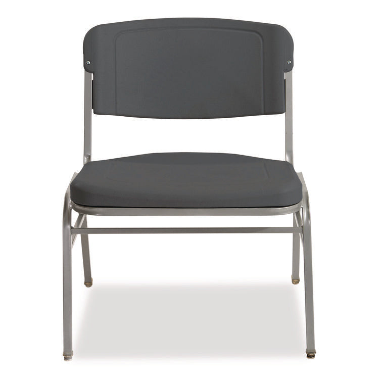 Rough n Ready Wide-Format Big and Tall Stack Chair, Supports 500 lb, 18.5" Seat Height, Charcoal Seat/Back, Silver Base, 4/CT