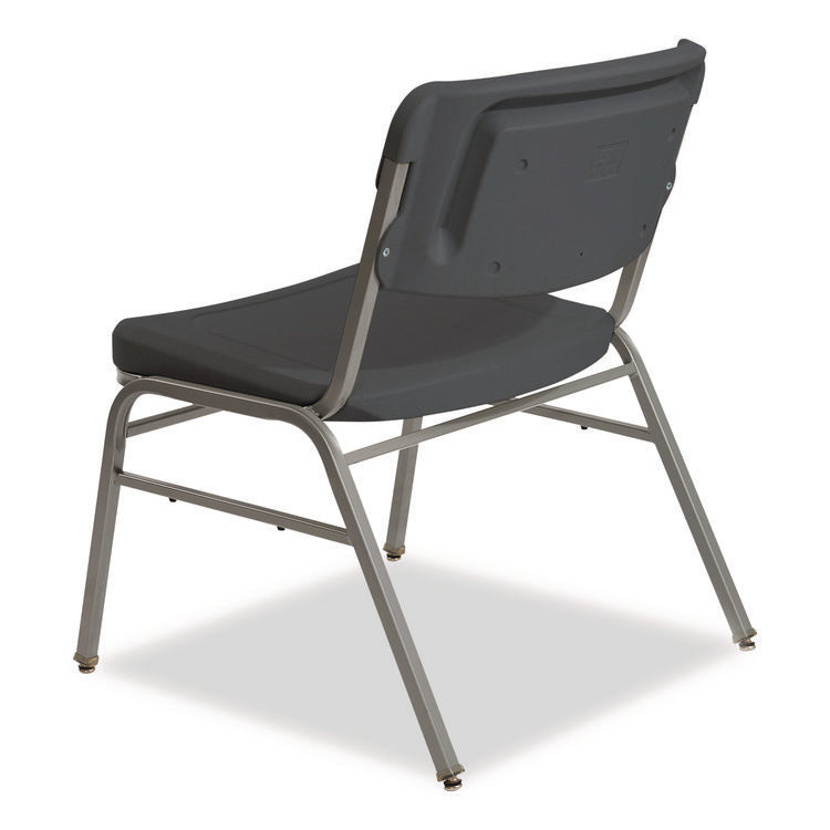 Rough n Ready Wide-Format Big and Tall Stack Chair, Supports 500 lb, 18.5" Seat Height, Charcoal Seat/Back, Silver Base, 4/CT