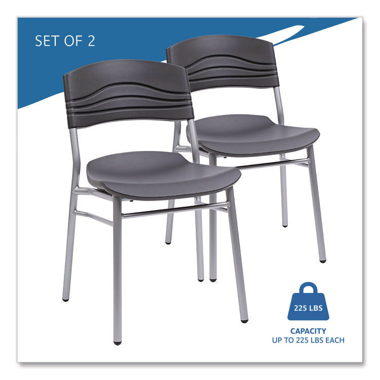 CafeWorks Chair, Supports Up to 225 lb, 18" Seat Height, Graphite Seat/Back, Silver Base, 2/Carton