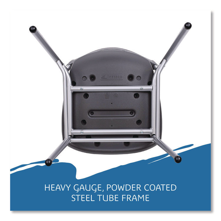 CafeWorks Chair, Supports Up to 225 lb, 18" Seat Height, Graphite Seat/Back, Silver Base, 2/Carton