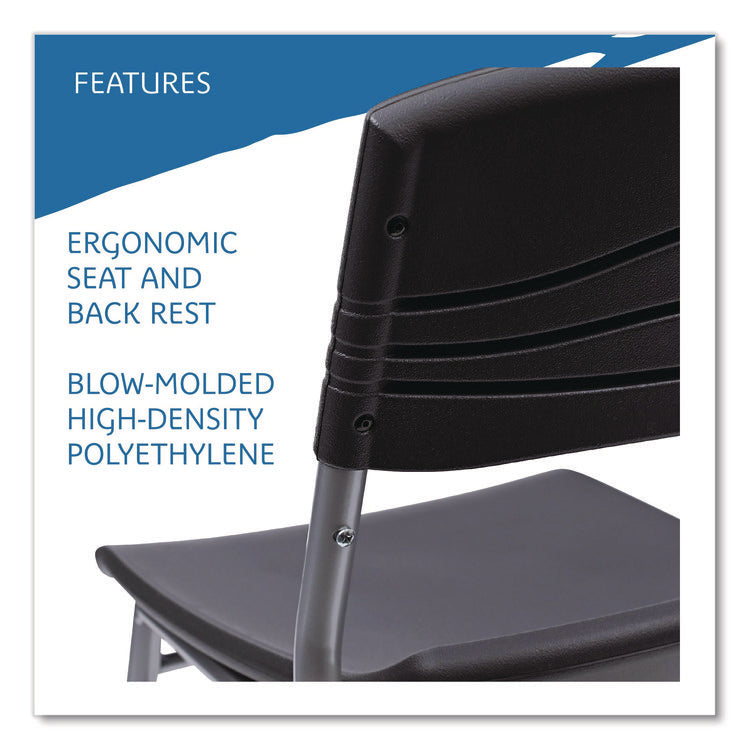 CafeWorks Chair, Supports Up to 225 lb, 18" Seat Height, Graphite Seat/Back, Silver Base, 2/Carton