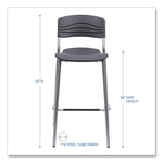 CafeWorks Stool, Supports Up to 225 lb, 30" Seat Height, Graphite Seat, Graphite Back, Silver Base