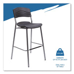 CafeWorks Stool, Supports Up to 225 lb, 30" Seat Height, Graphite Seat, Graphite Back, Silver Base