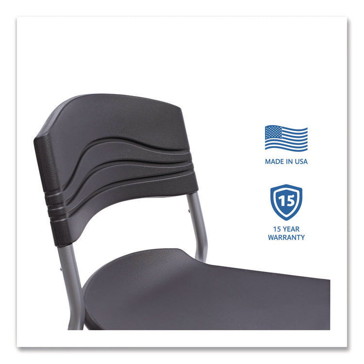 CafeWorks Stool, Supports Up to 225 lb, 30" Seat Height, Graphite Seat, Graphite Back, Silver Base