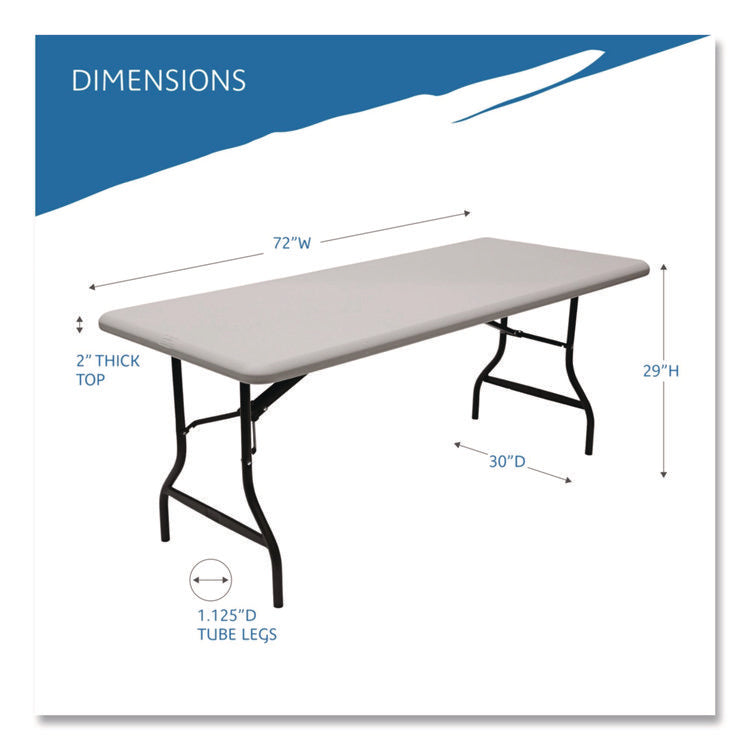 IndestrucTable Industrial Folding Table, Rectangular, 72" x 30" x 29", Platinum