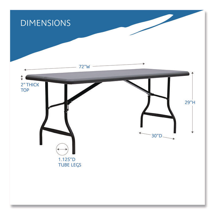 IndestrucTable Industrial Folding Table, Rectangular, 72" x 30" x 29", Charcoal