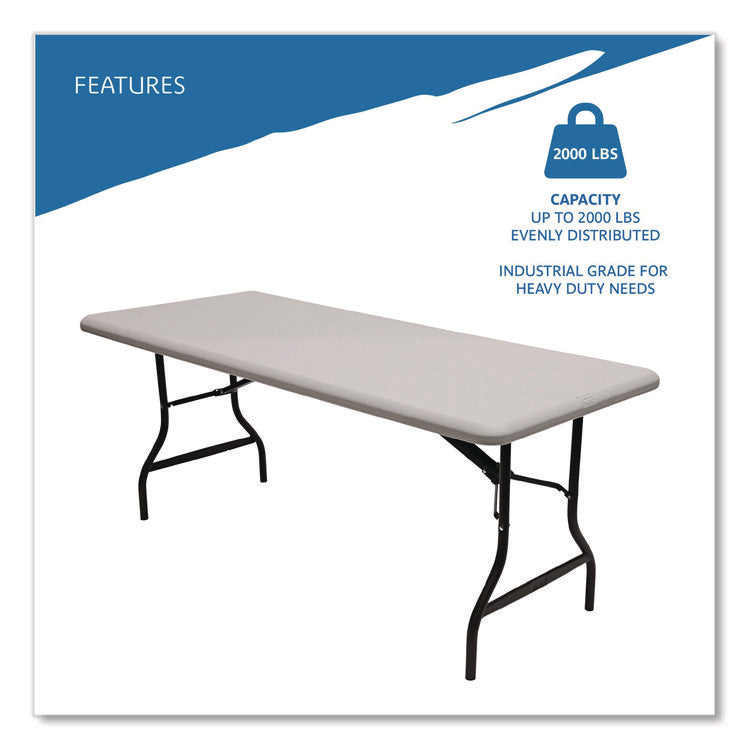 IndestrucTable Industrial Folding Table, Rectangular, 96" x 30" x 29", Platinum