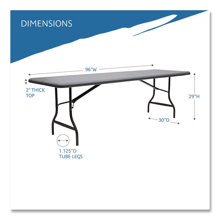 IndestrucTable Industrial Folding Table, Rectangular, 96" x 30" x 29", Charcoal