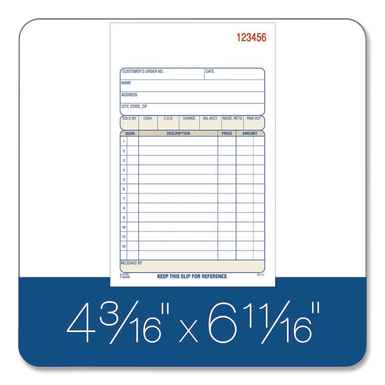 Multipart Sales Order Pad, Three-Part Carbonless, 4.19 x 6.69, 50 Forms/Pad, 10 Pads/Carton