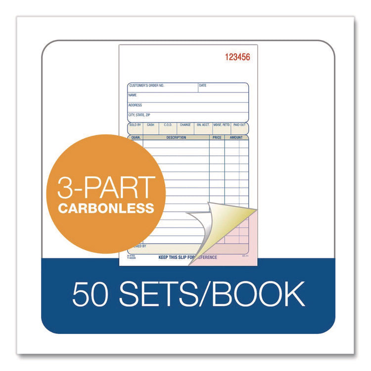 Multipart Sales Order Pad, Three-Part Carbonless, 4.19 x 6.69, 50 Forms/Pad, 10 Pads/Carton