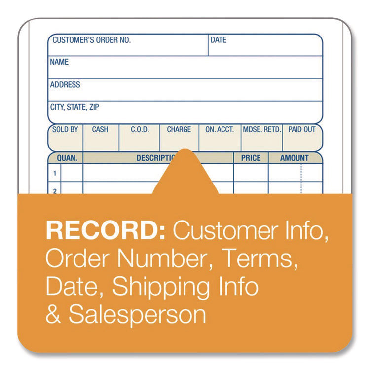 Multipart Sales Order Pad, Three-Part Carbonless, 4.19 x 6.69, 50 Forms/Pad, 10 Pads/Carton