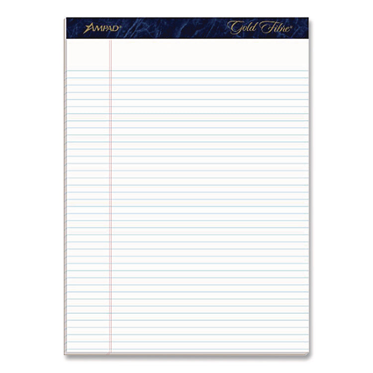 Gold Fibre Writing Pads, Narrow Rule, 50 White 8.5 X 11.75 Sheets, Dozen