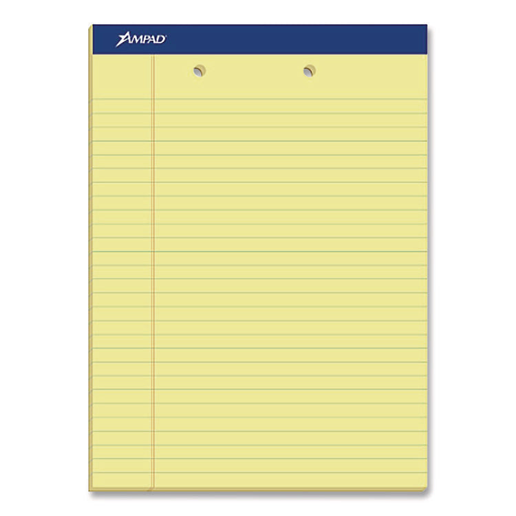 Perforated Writing Pads, Wide/legal Rule, 50 Canary-Yellow 8.5 X 11.75 Sheets, Dozen