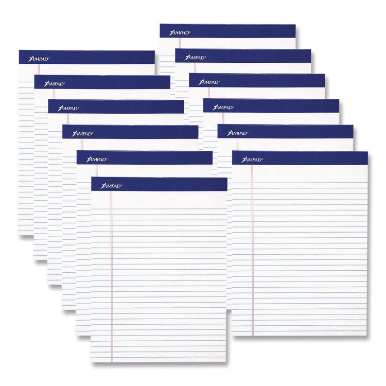 Perforated Writing Pads, Wide/legal Rule, 50 White 8.5 X 11.75 Sheets, Dozen