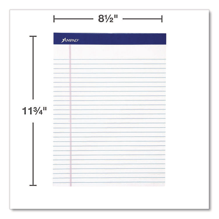 Perforated Writing Pads, Wide/legal Rule, 50 White 8.5 X 11.75 Sheets, Dozen