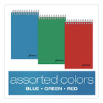 Memo Pads, Narrow Rule, Assorted Cover Colors, 60 White 3 X 5 Sheets, Dozen