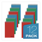 Memo Pads, Narrow Rule, Assorted Cover Colors, 60 White 3 X 5 Sheets, Dozen