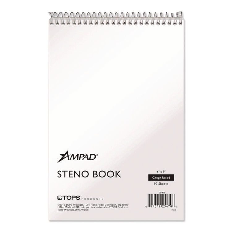 Steno Pads, Gregg Rule, White Cover, 60 Green-Tint 6 X 9 Sheets
