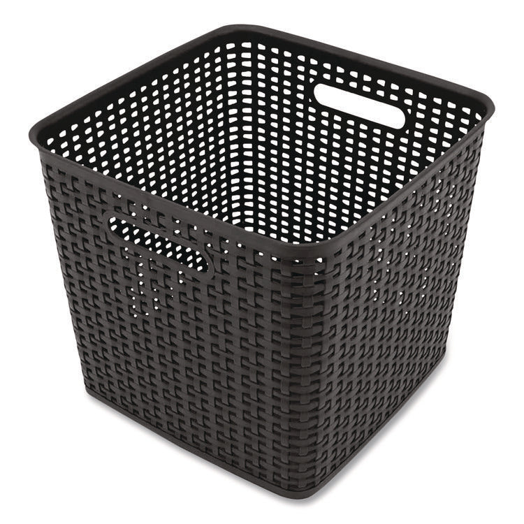 Plastic Weave Bin, Extra Large, 12.6" X 11.1" X 16.6", Black